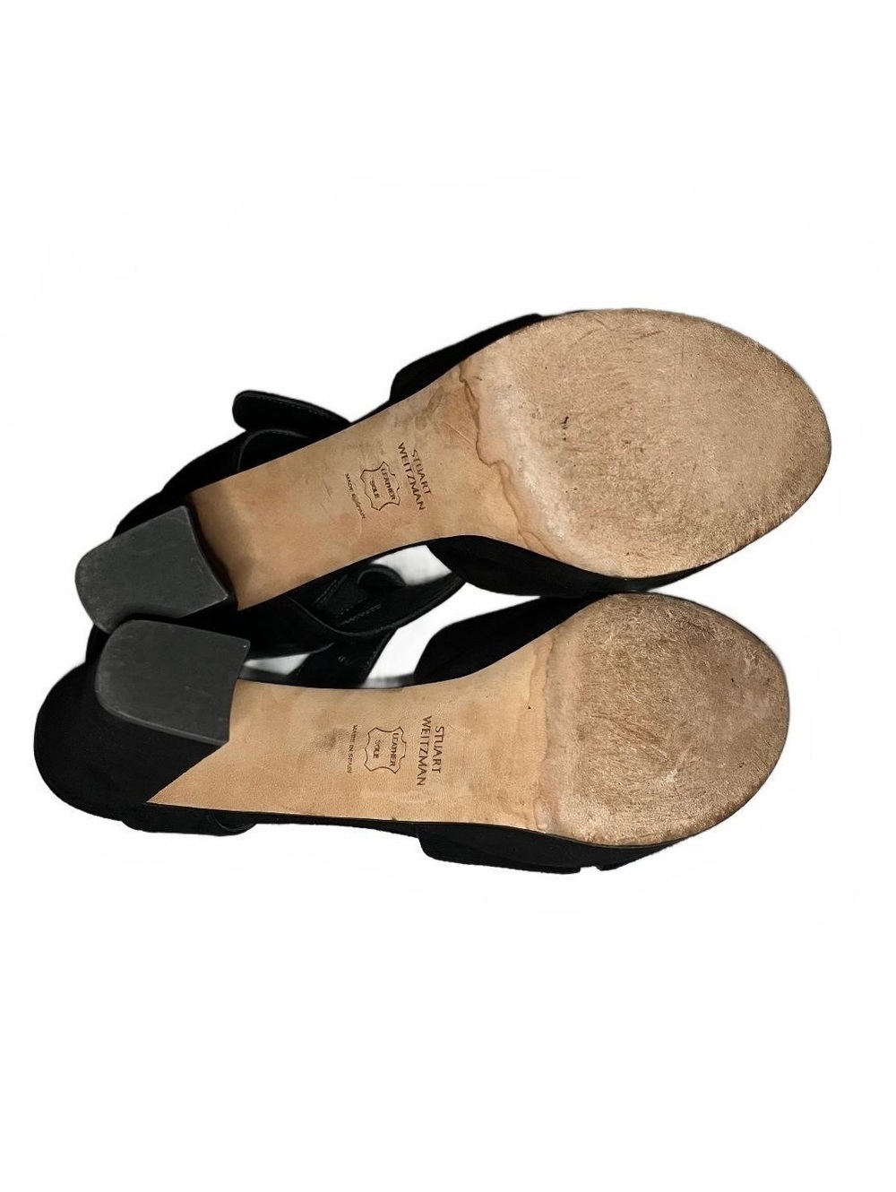 Stuart Weitzman Black Suede Platform Chunky Heel Sandals Size 7 - Picture 5 of 6